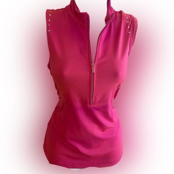 Tail Tennis Top - S pink quarter zip , polyester spandex - Picture 1 of 5